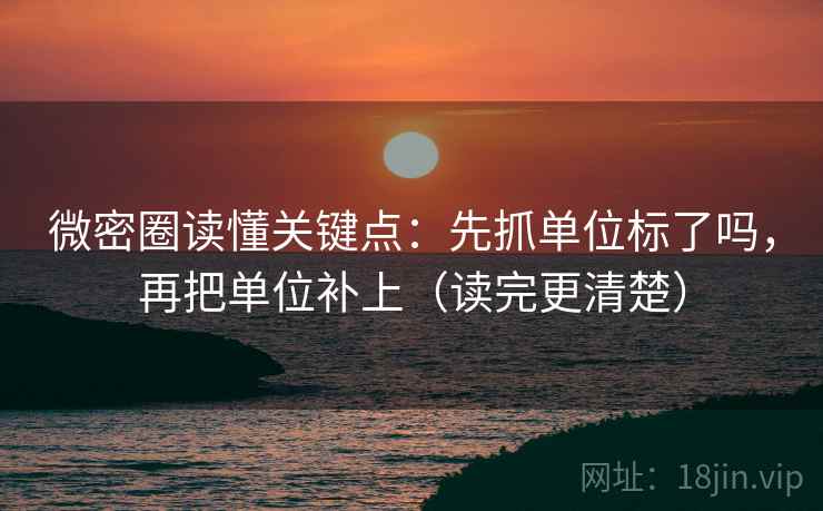 微密圈读懂关键点：先抓单位标了吗，再把单位补上（读完更清楚）